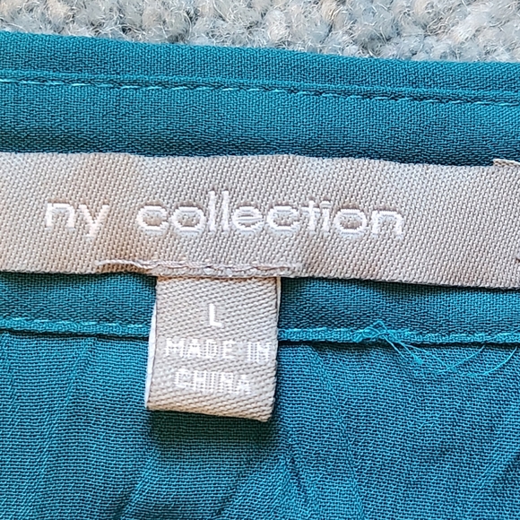 NWT NY Collection SS button-down blouse w/ tank top Size L Color turquoise - Picture 3 of 12